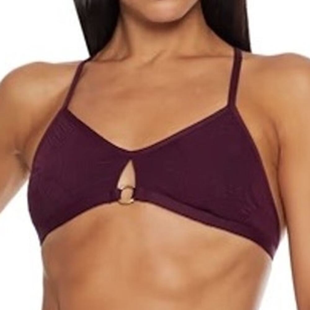 JETS AUSTRALIA BY JESSIKA ALLEN Luscious Stretch Jacquard Plum Bikini Top US 4